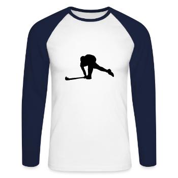field Hockey - Unisex Long Sleeve Baseball T-Shirt - white/navy - Front - Nik (191cm)