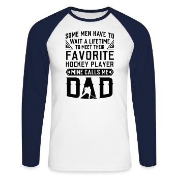 Hockey Eishockey Geschenk Sport Vater Mutter Sohn - Unisex Baseballshirt langarm - Weiß/Navy - Vorne - Nik (191cm)