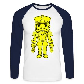 Casse-Noisette Noël - T-shirt baseball manches longues Homme - blanc/marine - Devant - Nik (191cm)