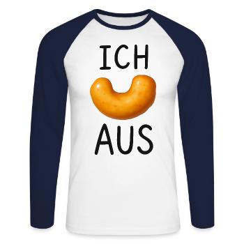 Lustiger Spruch Ich Flip Aus Humor Geschenkidee - Unisex Baseballshirt langarm - Weiß/Navy - Vorne - Nik (191cm)