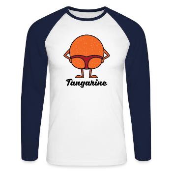 Tangarine - Tanga Tanga Orange Fruit Fruit - Unisex Long Sleeve Baseball T-Shirt - white/navy - Front - Nik (191cm)