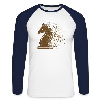 Chess Chess piece cheval - T-shirt baseball manches longues Homme - blanc/marine - Devant - Nik (191cm)