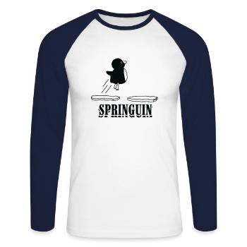 Springuin! Pinguine springen! - Tierliebhaber Zoo - Unisex Baseballshirt langarm - Weiß/Navy - Vorne - Nik (191cm)