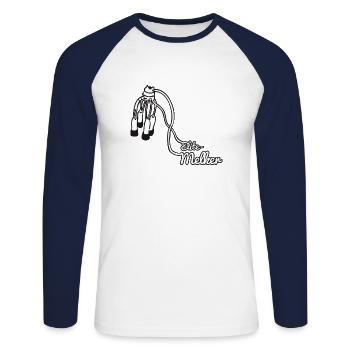 Elite Melker - Das Shirt für alle Milch-Landwirte. - Unisex Baseballshirt langarm - Weiß/Navy - Vorne - Nik (191cm)