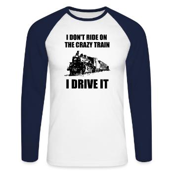 Funny Steam Train Shirt Locomotive Driver Gift - Unisex Baseballshirt langarm - Weiß/Navy - Vorne - Nik (191cm)