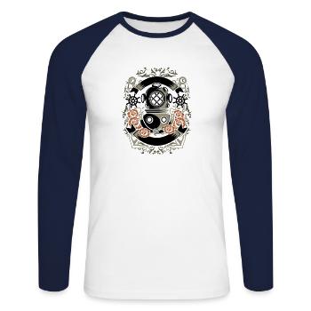 Diver - Unisex Long Sleeve Baseball T-Shirt - white/navy - Front - Nik (191cm)