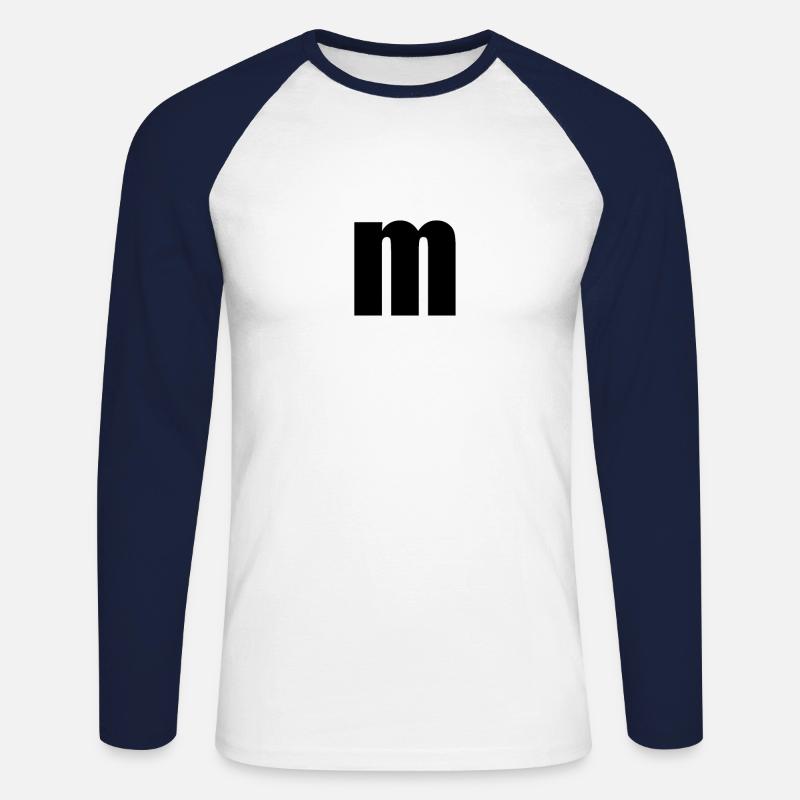 Der Buchstabe m M - Unisex Baseballshirt langarm - Weiß/Navy