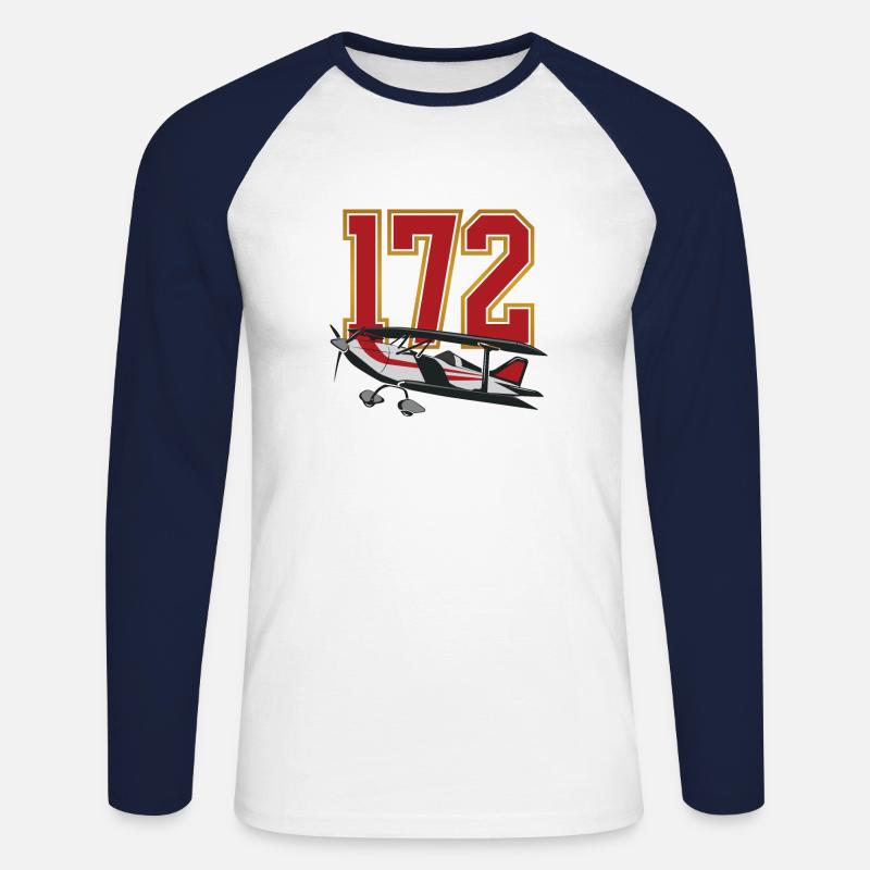 Flugzeug 172 - Unisex Baseballshirt langarm - Weiß/Navy