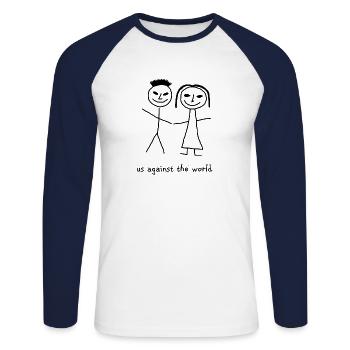 The World the World in Black - T-shirt baseball manches longues Homme - blanc/marine - Devant - Nik (191cm)