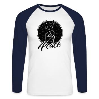 peace, love, hippie, flower power, 70s, peace - Unisex Long Sleeve Baseball T-Shirt - white/navy - Front - Nik (191cm)