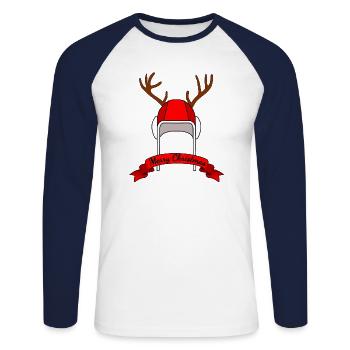 Water-polo Bonnet de noel avec bois de renne - T-shirt baseball manches longues Homme - blanc/marine - Devant - Nik (191cm)