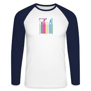 Outil de code à barres de travailleur drôle - T-shirt baseball manches longues Homme - blanc/marine - Devant - Nik (191cm)