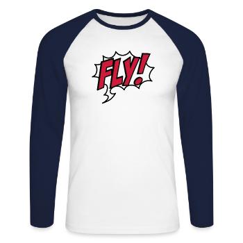 fly - Unisex Long Sleeve Baseball T-Shirt - white/navy - Front - Nik (191cm)