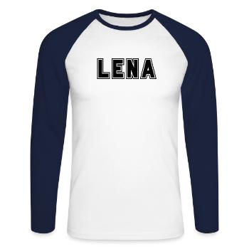 College Lena first name baby name maiden name gift - Unisex Long Sleeve Baseball T-Shirt - white/navy - Front - Nik (191cm)