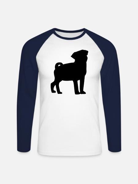 Mops - T-shirt baseball manches longues Homme - blanc/marine