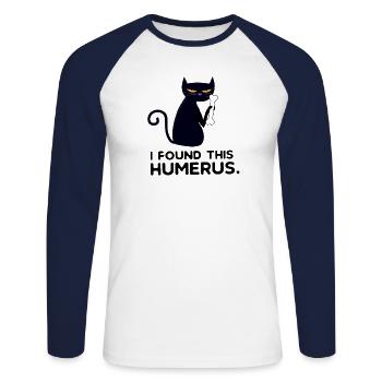 I Found This Humerus Katze Katzen Humor Sprüche - Unisex Baseballshirt langarm - Weiß/Navy - Vorne - Nik (191cm)
