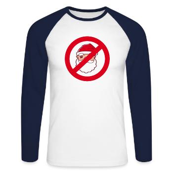 Anti Noël  Haineux Père Noël - T-shirt baseball manches longues Homme - blanc/marine - Devant - Nik (191cm)