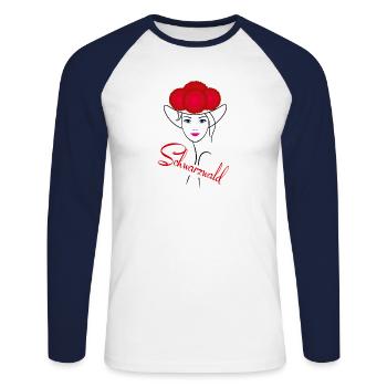 Forêt-Noire - T-shirt baseball manches longues Homme - blanc/marine - Devant - Nik (191cm)