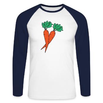 Carottes - T-shirt baseball manches longues Homme - blanc/marine - Devant - Nik (191cm)