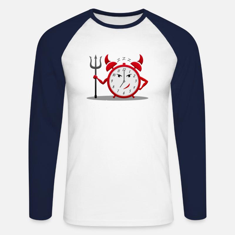 Teufel Wecker - Unisex Baseballshirt langarm - Weiß/Navy