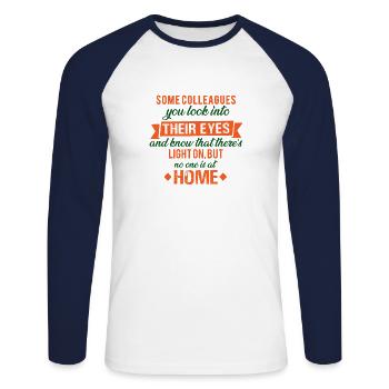 arbeit kollege dummheit witziger spruch - Unisex Baseballshirt langarm - Weiß/Navy - Vorne - Nik (191cm)