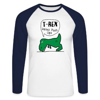 T-shirt push-up T-REX drôle Dinisauer - T-shirt baseball manches longues Homme - blanc/marine - Devant - Nik (191cm)