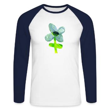Blume T-shirt mit weißem Hintergrund - Unisex Baseballshirt langarm - Weiß/Navy - Vorne - Nik (191cm)