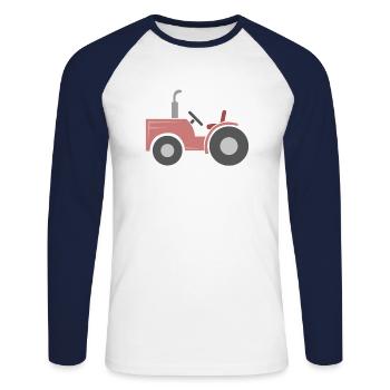 Roter Traktor - Unisex Baseballshirt langarm - Weiß/Navy - Vorne - Nik (191cm)