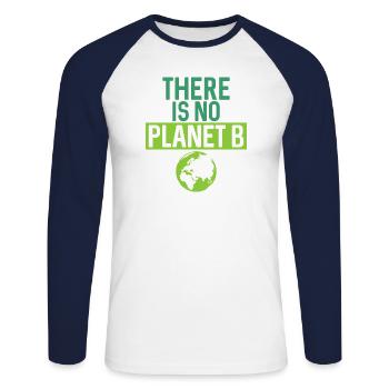 Es gibt kein Planet B Support Green - Unisex Baseballshirt langarm - Weiß/Navy - Vorne - Nik (191cm)