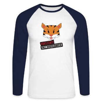Méfiez-vous de la chemise mère-frère shrinkpower - T-shirt baseball manches longues Homme - blanc/marine - Devant - Nik (191cm)