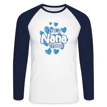 Großmutter Oma - Unisex Baseballshirt langarm - Weiß/Navy - Vorne - Nik (191cm)