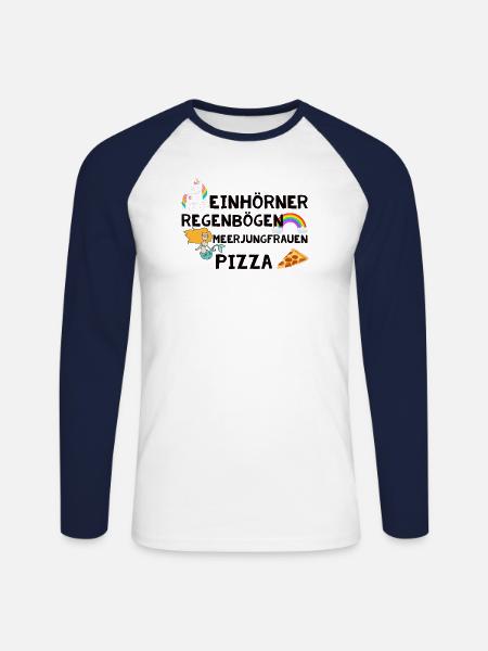 Einhorn Shirt · DAS MAG ICH · Geschenk - Unisex Baseballshirt langarm - Weiß/Navy