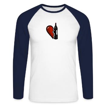 Cadeau de séparation T-shirt I Divorce - T-shirt baseball manches longues Homme - blanc/marine - Devant - Nik (191cm)