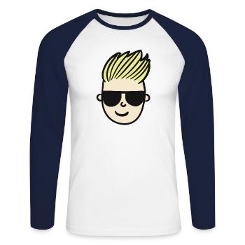 face - T-shirt baseball manches longues Homme - blanc/marine - Devant - Nik (191cm)
