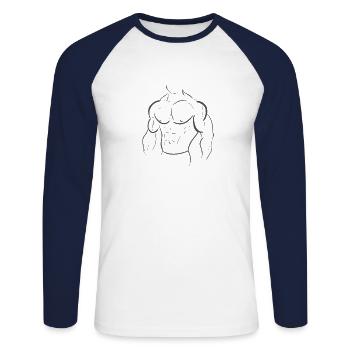 body builder - Unisex Long Sleeve Baseball T-Shirt - white/navy - Front - Nik (191cm)