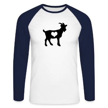 Chèvre - T-shirt baseball manches longues Homme - blanc/marine - Devant - Nik (191cm)