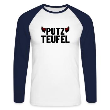 Lamelle de plâtre - Plâtre - T-shirt baseball manches longues Homme - blanc/marine - Devant - Nik (191cm)
