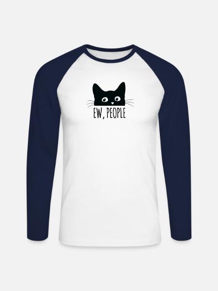 Ew People Katte Crazy Cat Lady Misanthrope - Langærmet herre-baseballshirt - hvid/marineblå