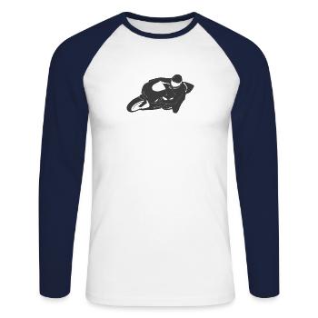 Super Sport Motorcycle Race Curves Gift - Unisex Long Sleeve Baseball T-Shirt - white/navy - Front - Nik (191cm)