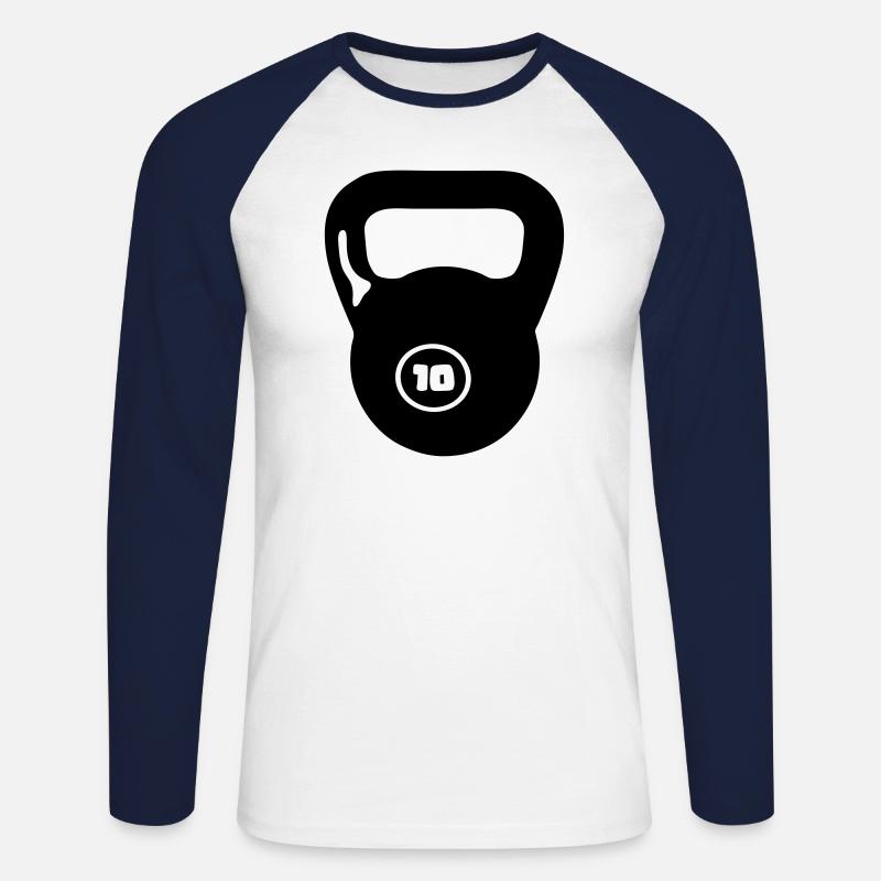 halter weight cross bodybuilding - Unisex Long Sleeve Baseball T-Shirt - white/navy