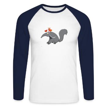 ant-eater - Unisex Long Sleeve Baseball T-Shirt - white/navy - Front - Nik (191cm)