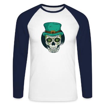 St Patrick day - Unisex Baseballshirt langarm - Weiß/Navy - Vorne - Nik (191cm)