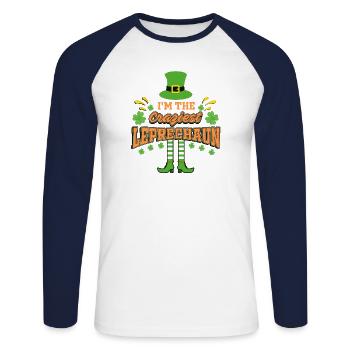 ST PATRICK - T-shirt baseball manches longues Homme - blanc/marine - Devant - Nik (191cm)
