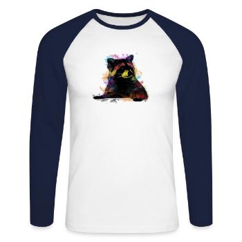 racoon - Unisex Long Sleeve Baseball T-Shirt - white/navy - Front - Nik (191cm)