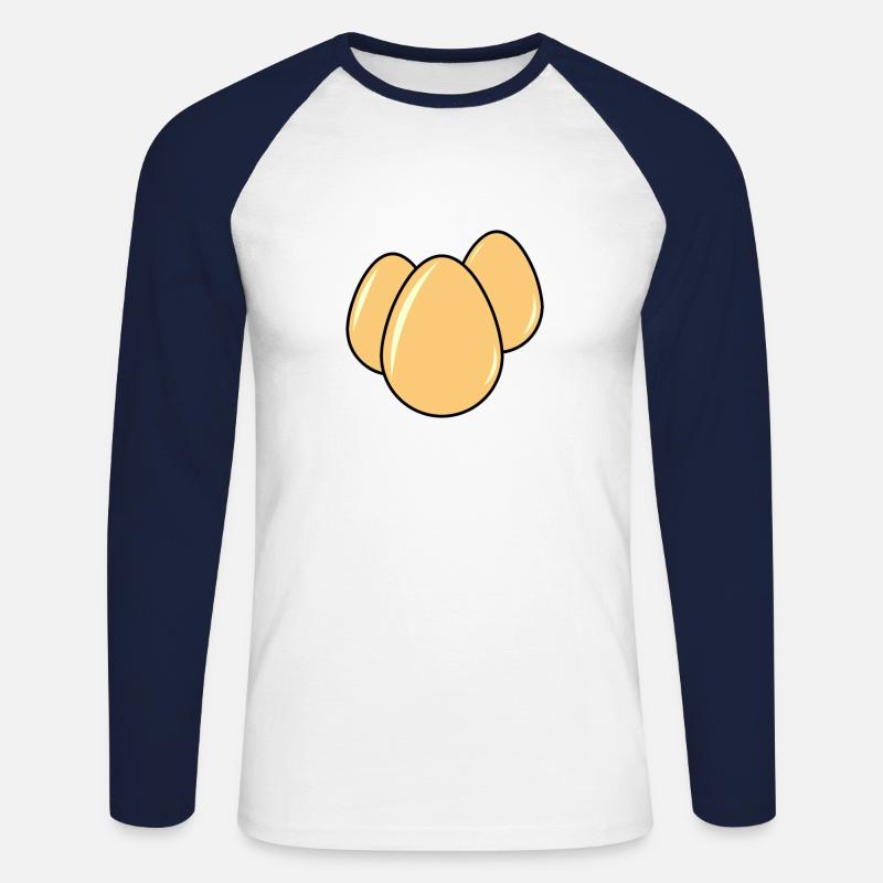Eier - Unisex Baseballshirt langarm - Weiß/Navy
