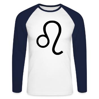 Leo Leo Horoscope Zodiac Birthday Lion - Unisex Long Sleeve Baseball T-Shirt - white/navy - Front - Nik (191cm)