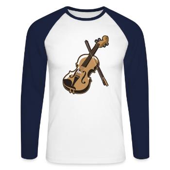Violon violon - T-shirt baseball manches longues Homme - blanc/marine - Devant - Nik (191cm)