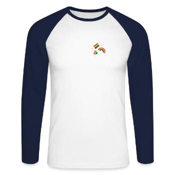 Pride - Unisex Baseballshirt langarm - Weiß/Navy - Vorne - Nik (191cm)