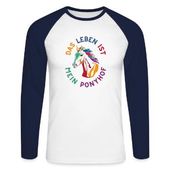 Mein Ponyhof - Unisex Baseballshirt langarm - Weiß/Navy - Vorne - Nik (191cm)