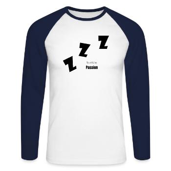 Schlafen - Unisex Baseballshirt langarm - Weiß/Navy - Vorne - Nik (191cm)